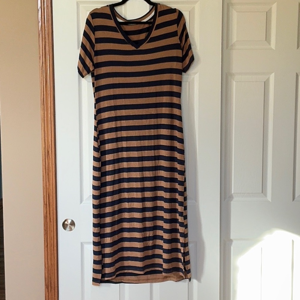 Striped Brown and Black Women's Dress